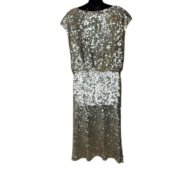 St. John women’s dress 6 gold sequined event party occasion silk lined New - Picture 8 of 9